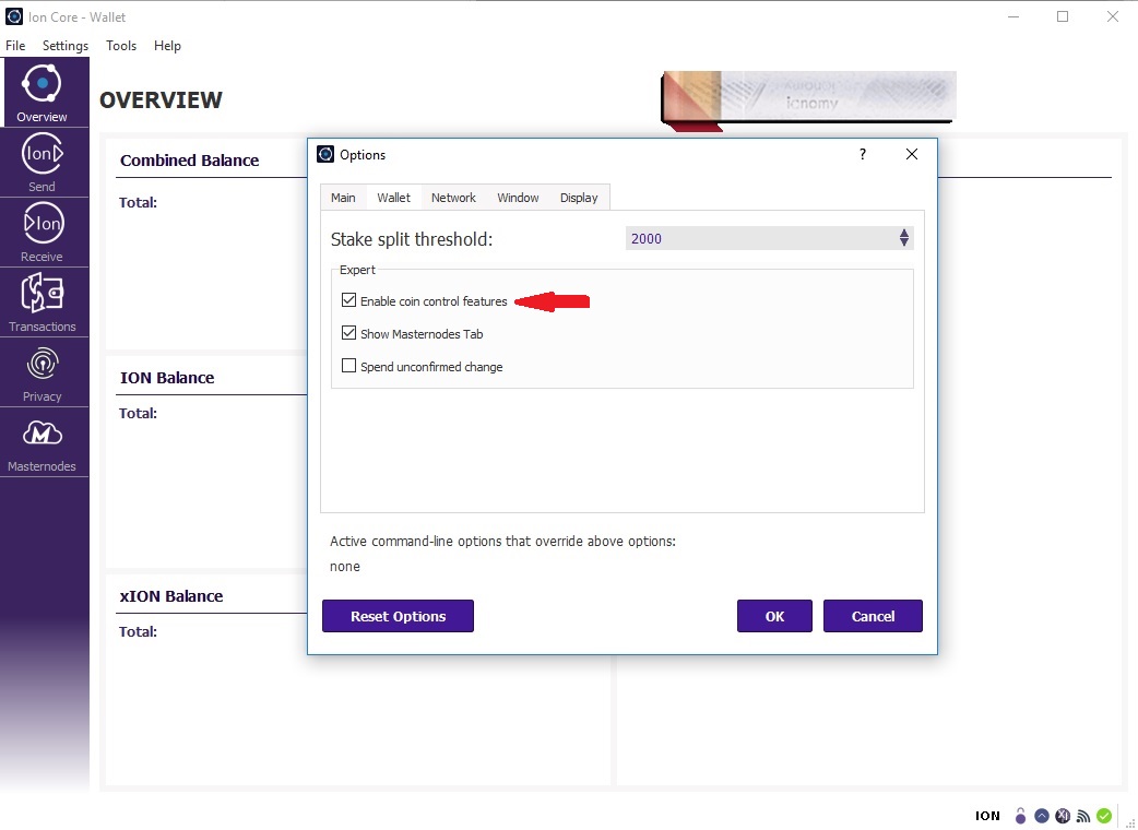 Enabling coin control in ION