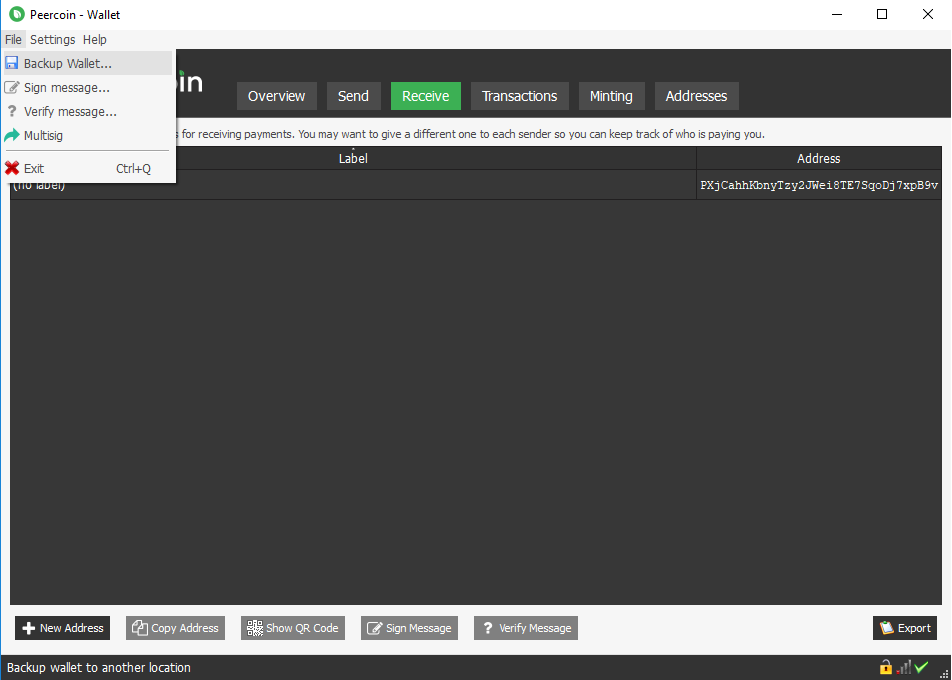 Backing up your Peercoin wallet