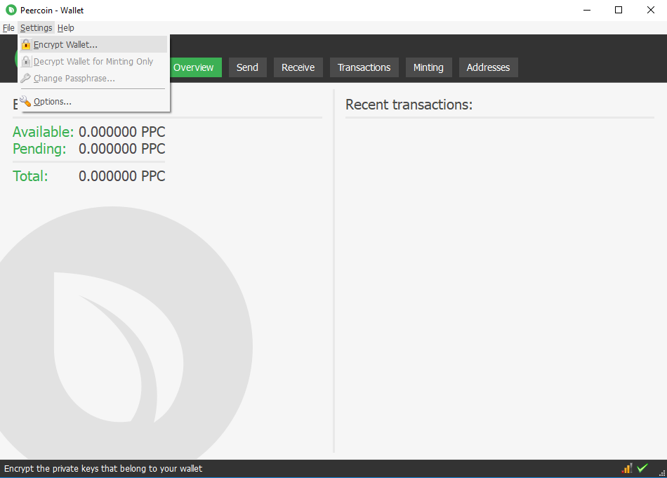Encrypting your Peercoin wallet