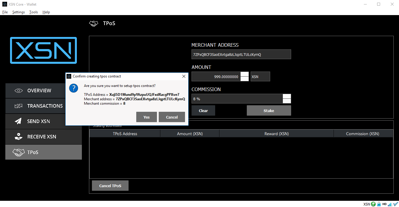 Creating a TPoS smart contract in XSN Core.